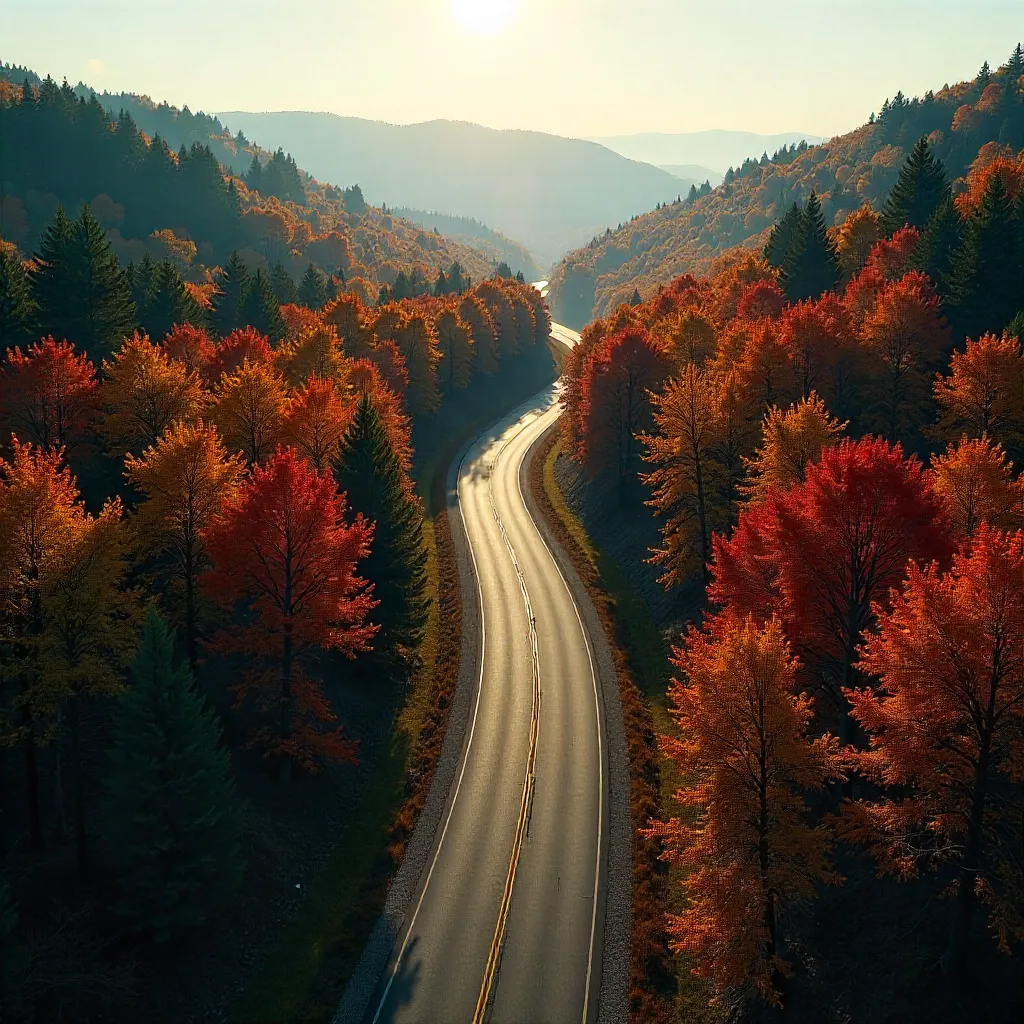 Autumn Forest: Aerial Winding Road