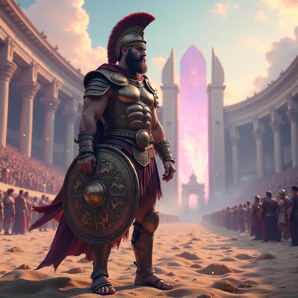 Gladiator in a Surreal Dreamscape Arena
