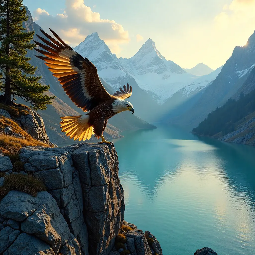 Majestic Eagle Over Bariloche Cliffs, Patagonia