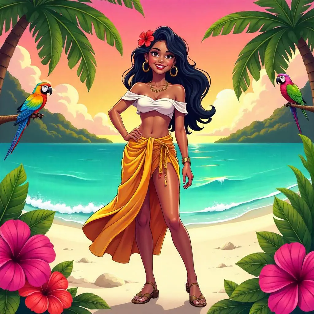 Stylish Latina Girl in a Tropical Paradise