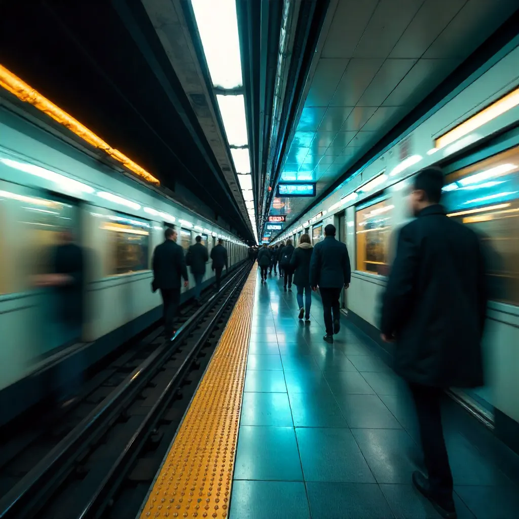 Abstract Motion Blur: Subway Commuters