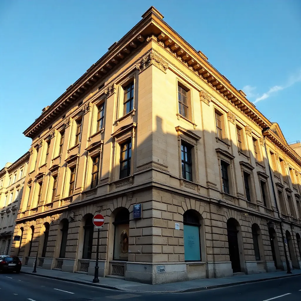 Sunlit Corner of a Classic Building
