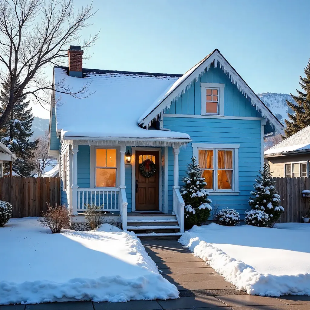 Blue Boise Winter Cottage Under Clear Sky