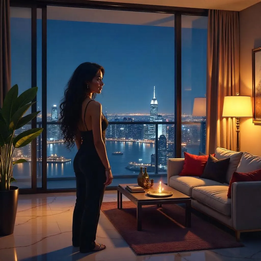 Digital Portrait of an Adult Latina in a Penthouse