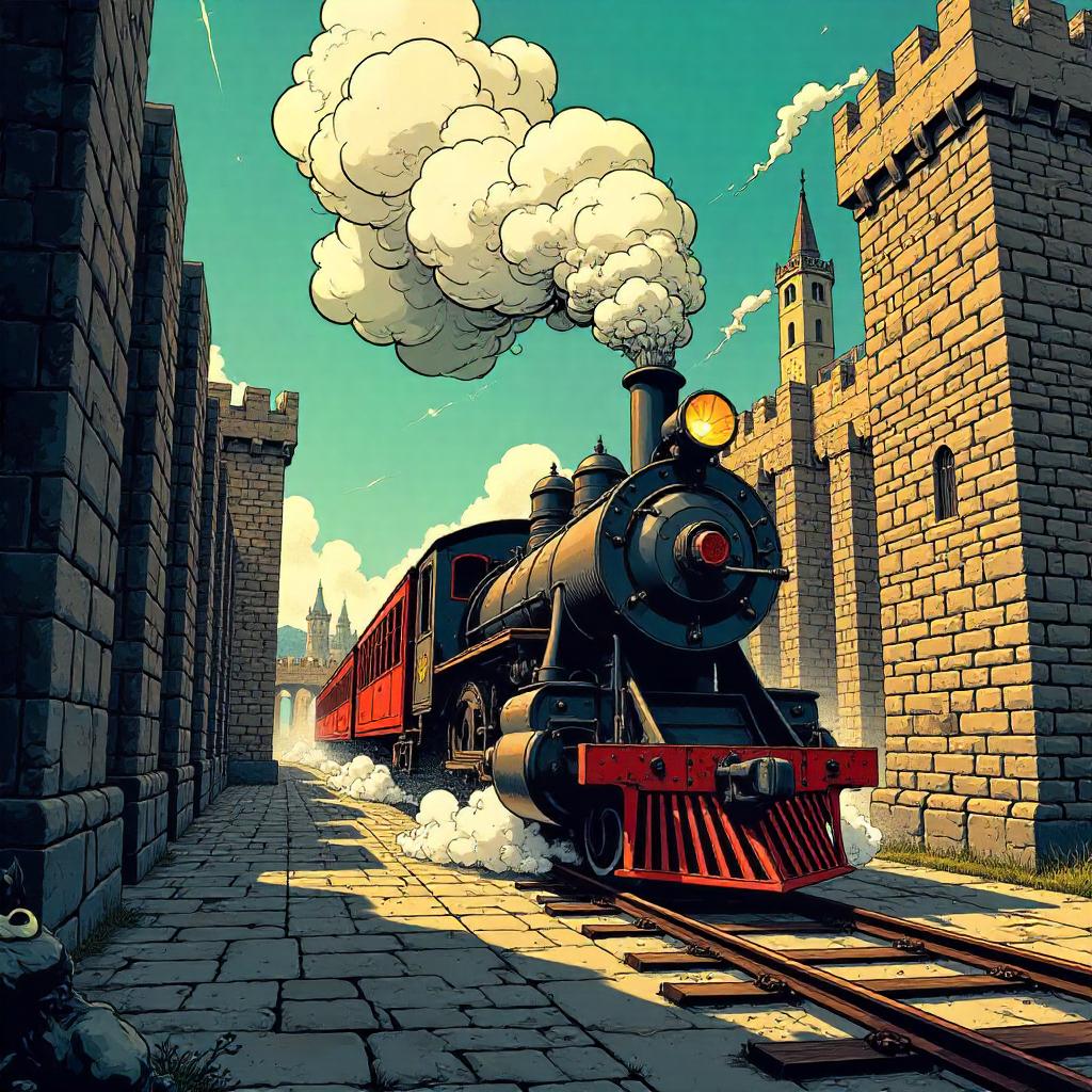 Comic-Book Train in a Mighty Fortress