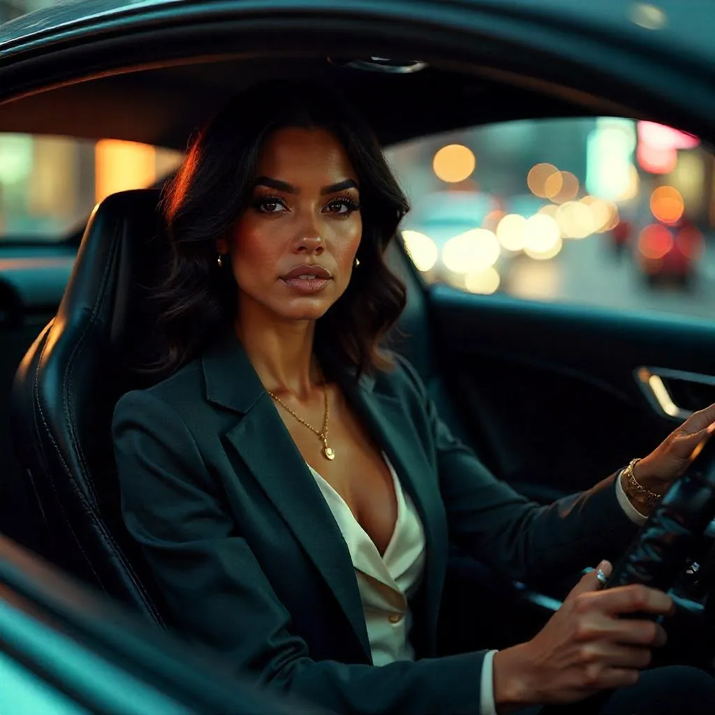 Elegant Latina in a Luxurious Car — Concept Art