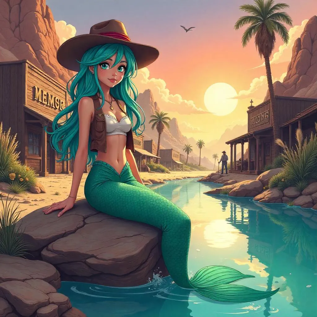 Desert Mermaid in an Anime Western