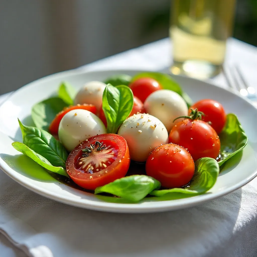 Caprese Delight on a White Tablecloth