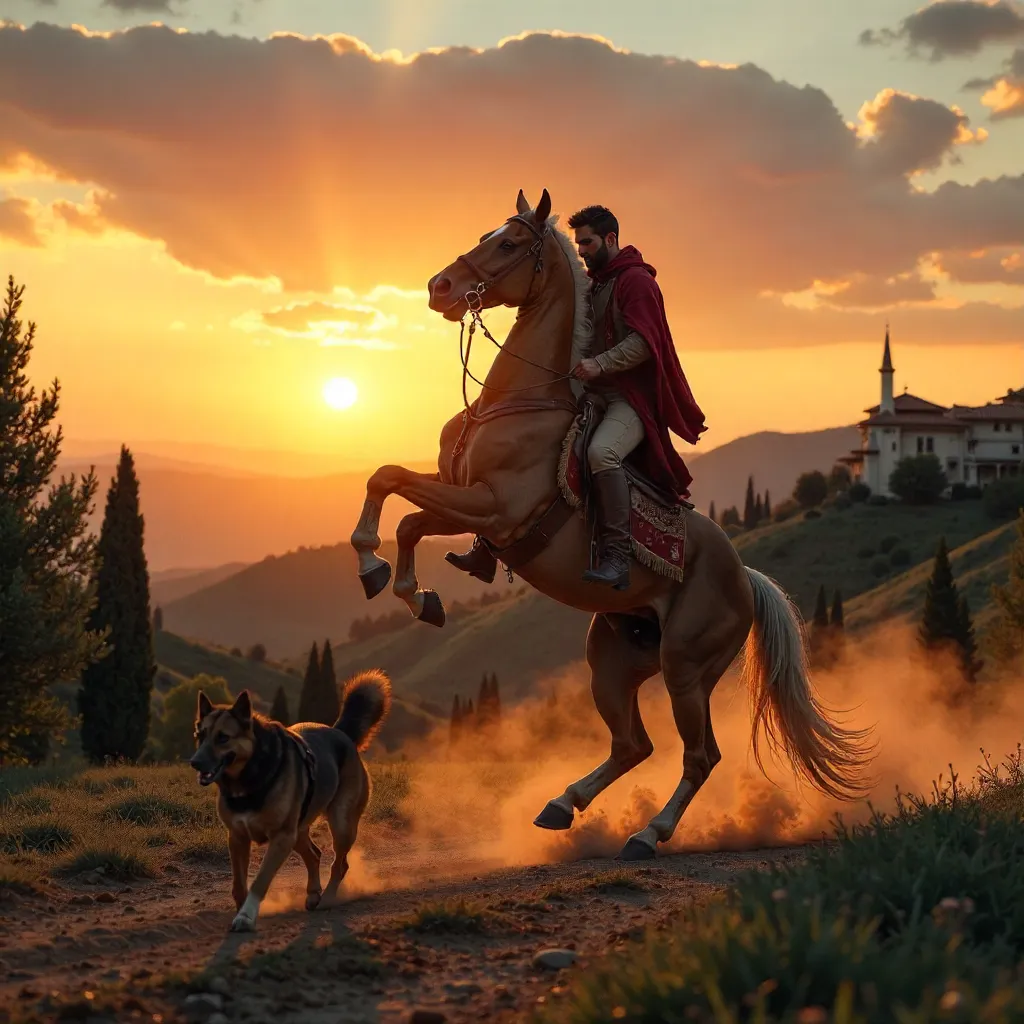 Rider on a Reaping Horse at Sunset in Türkiye