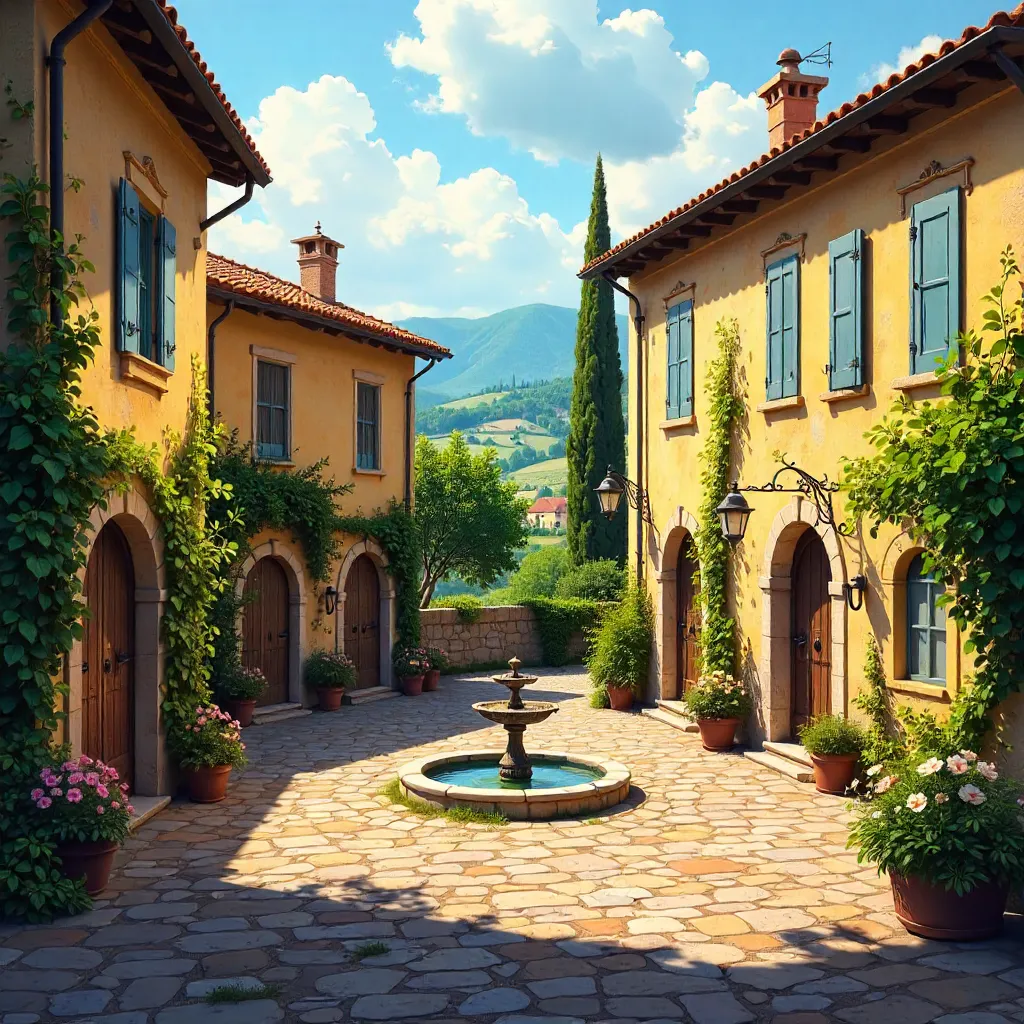 Golden Hour in a Tuscan Terracotta Village