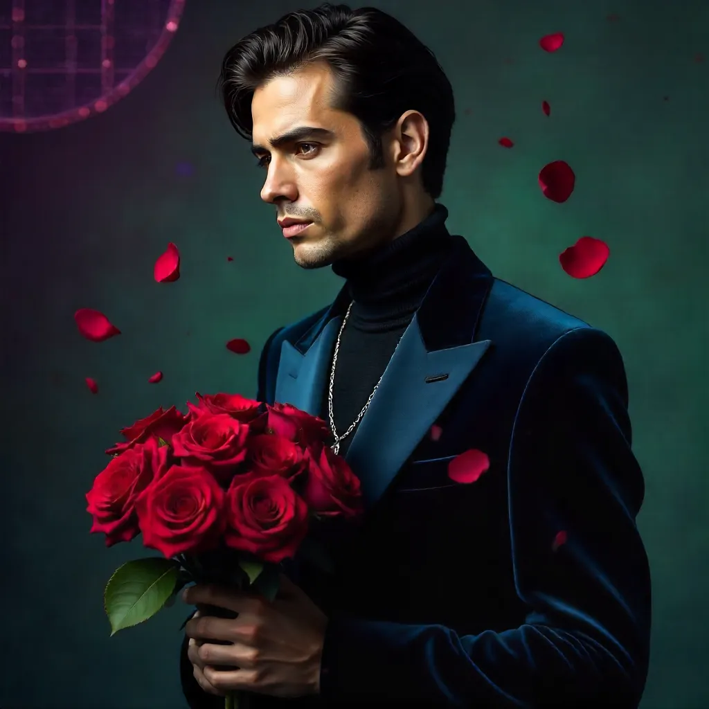 Roses and Velvet: 90s Elegance Portrait