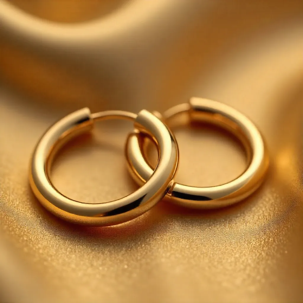 Elegant Gold Hoop Earrings on a Wavy Textured Backdrop