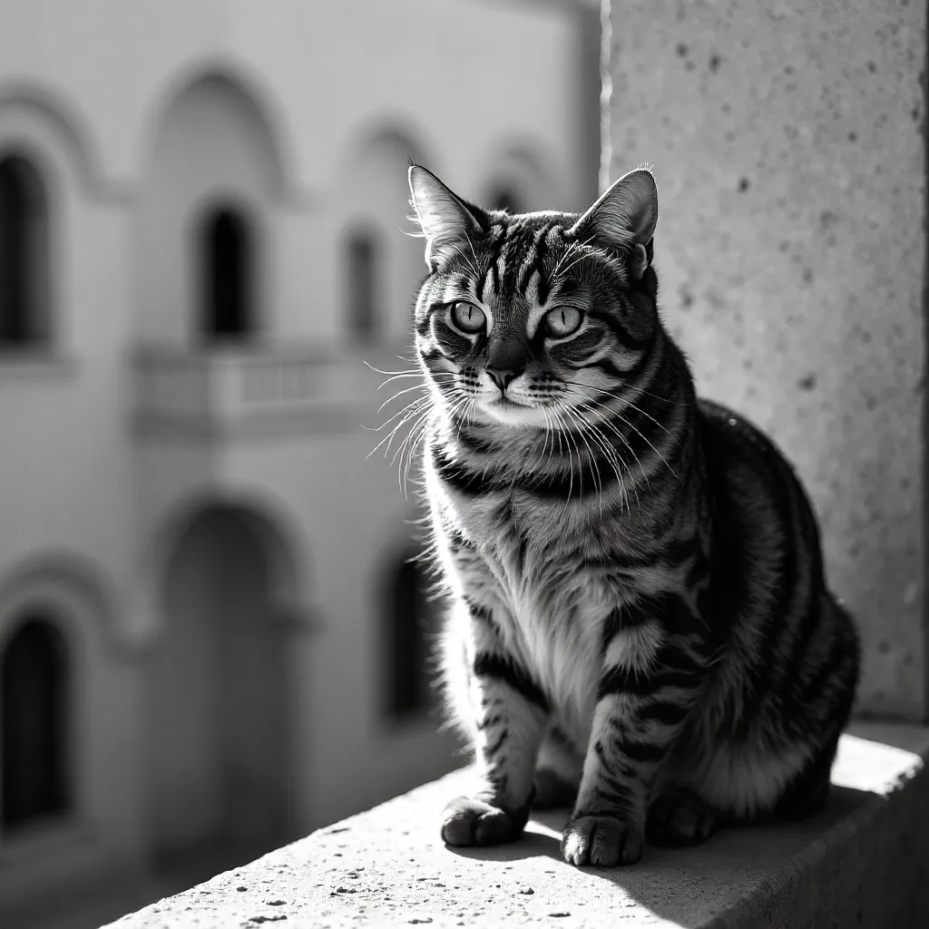 Serene Black-and-White Tabby Portrait in Rabat