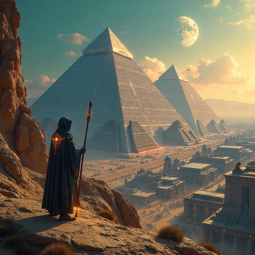 Neon Plateau of the Cyberpunk Pharaohs