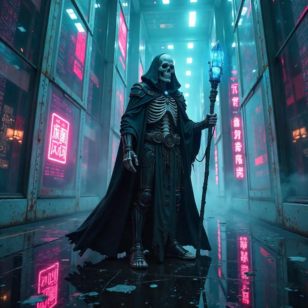 Neon Lich in a Mirror Maze