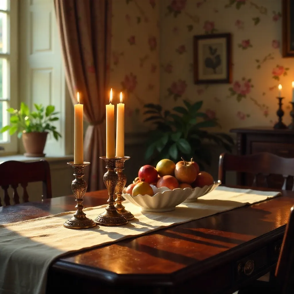 Vintage Candlelit Dining in Floral Room
