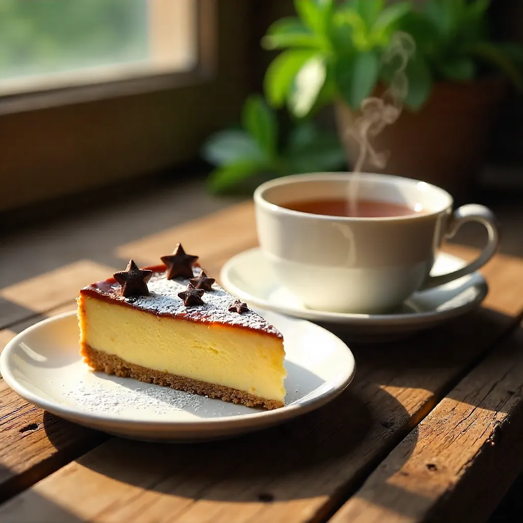 Triangle Dessert with Chocolate Stars and Herbal Tea