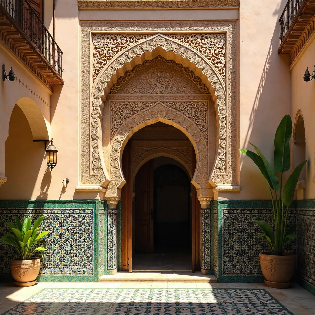 Stunning Moroccan Arch in Fes: Moorish Tilework Detail