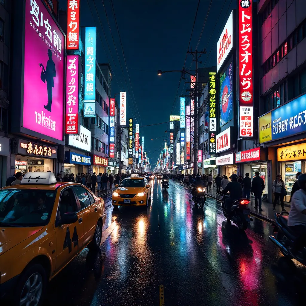 Neon Currents of Akihabara: Crowded Streets