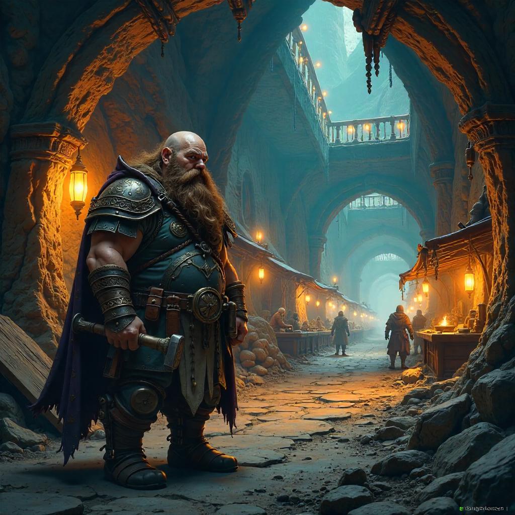 Dwarf Artificer in the Underground City - Concept Art