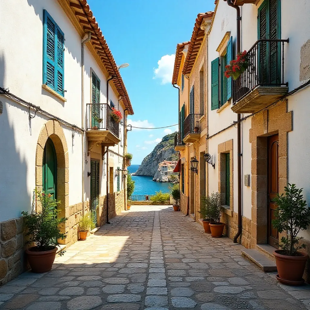 Sunlit Scopello Street in Sicily