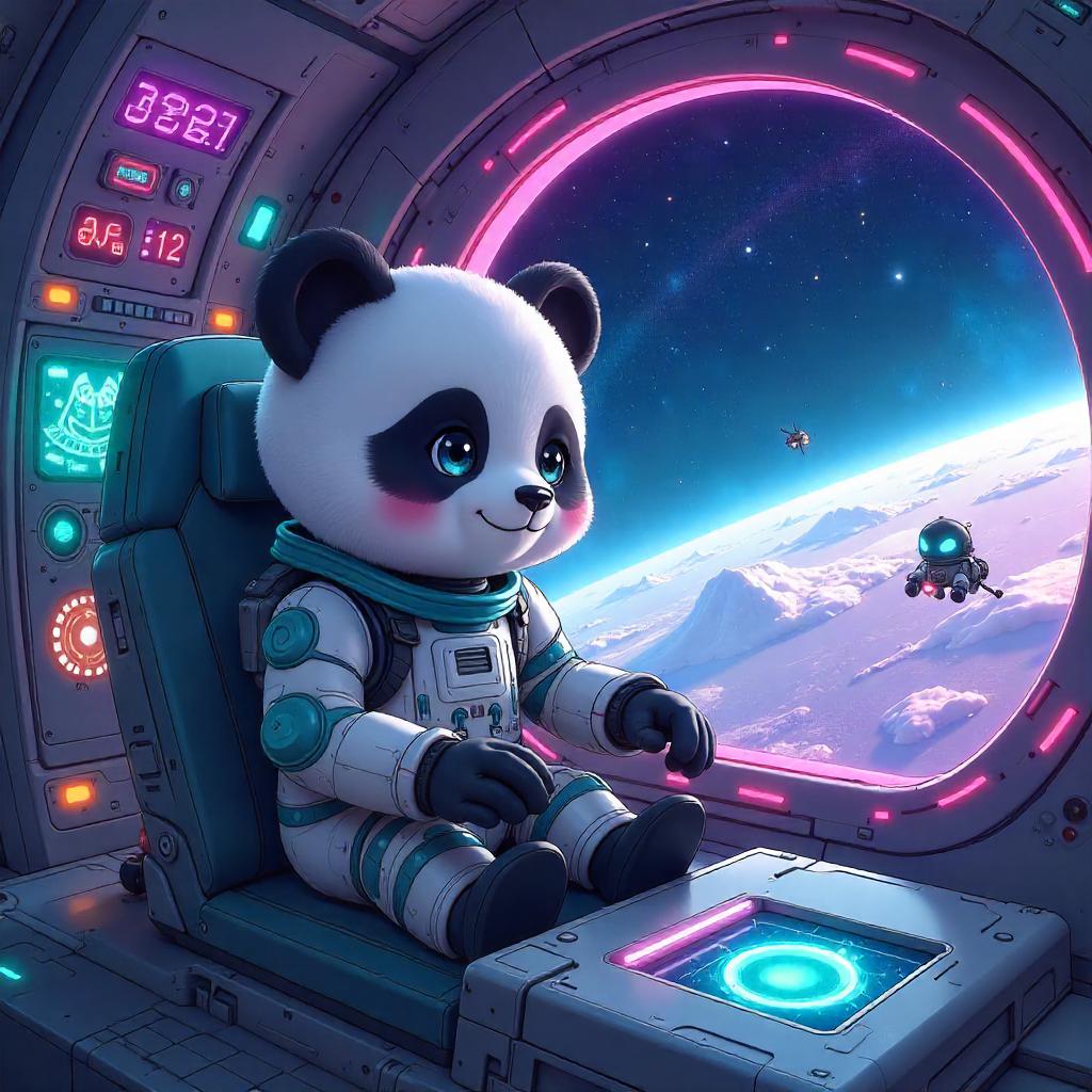 Anime Panda Pilot in an Alien Starship