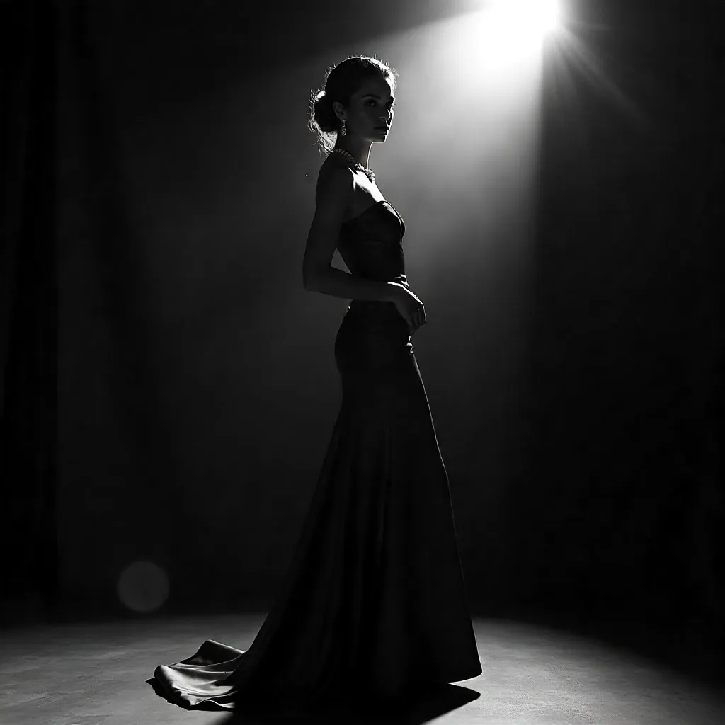 Chiaroscuro Spotlight: Elegant Black and White Portrait