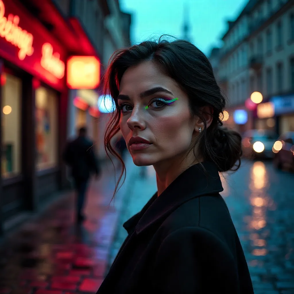 Berlin Portrait: Thoughtful Woman with Colorful Eyeliner