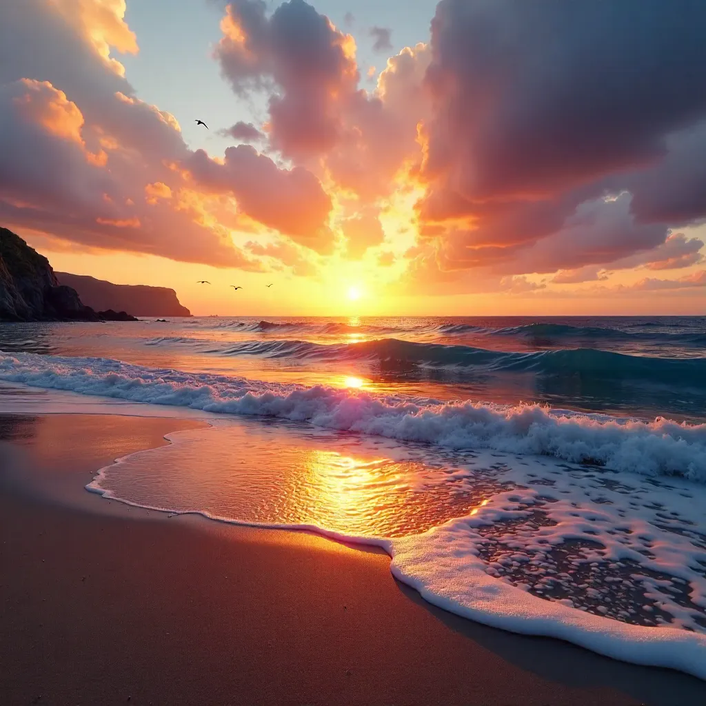 Serene Sunset Over Quiet Ocean Waves