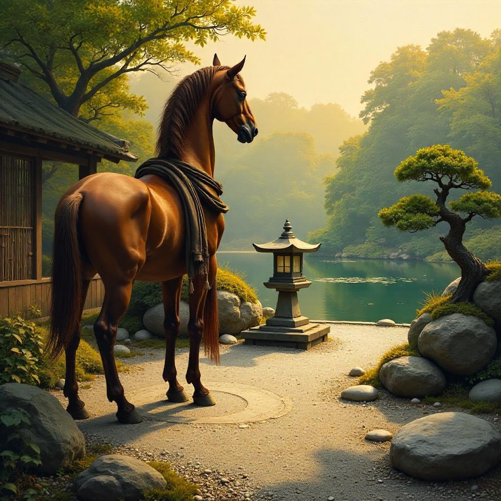 Centaur in a Zen Garden — Oil Painting