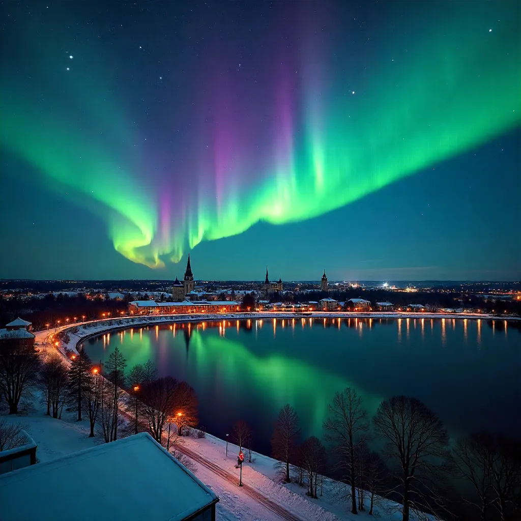 Aurora over Tampere: Vibrant Night Sky