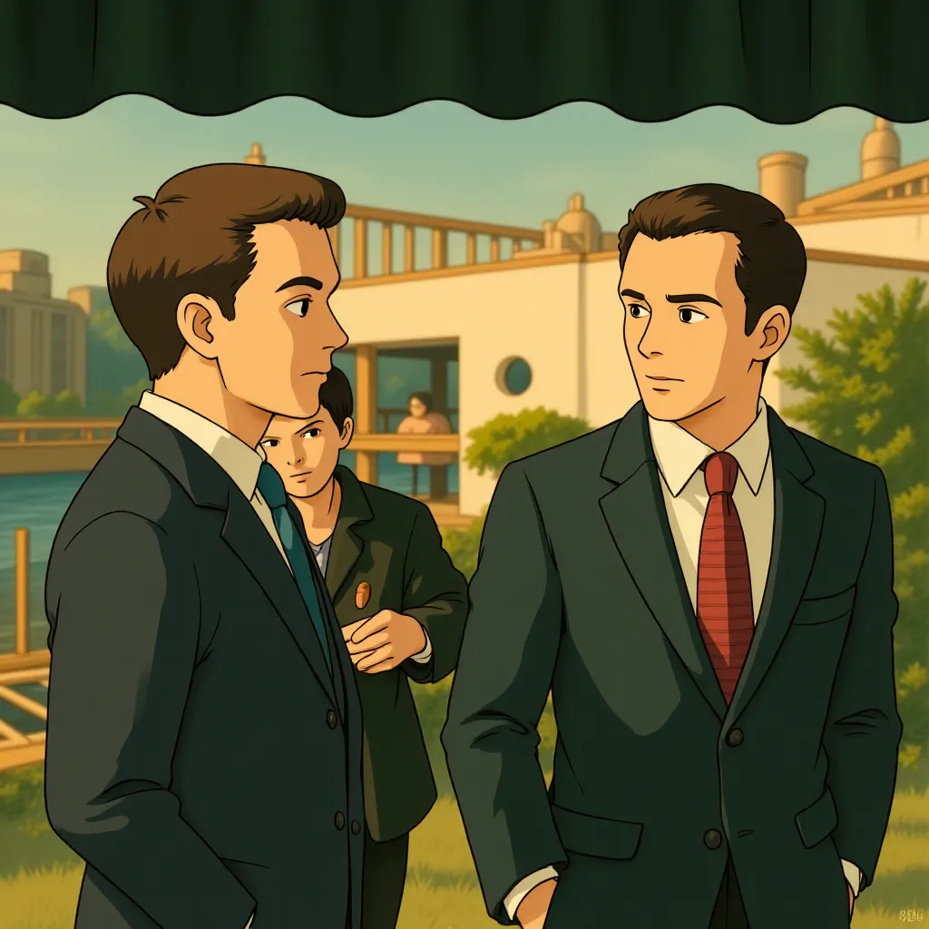 Matt Damon and Michael Kelly in The Adjustment Bureau (2011) - Anime style