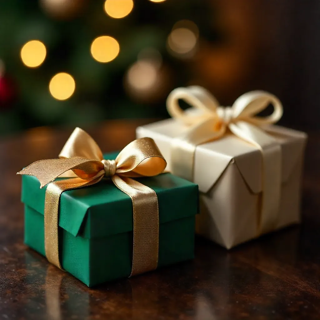 Two Elegant Gift Boxes in Festive Glow