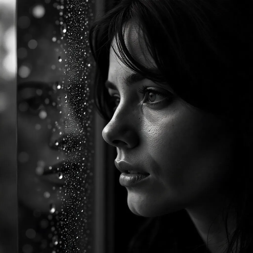 Through Glass: A Monochrome Portrait of Emotion