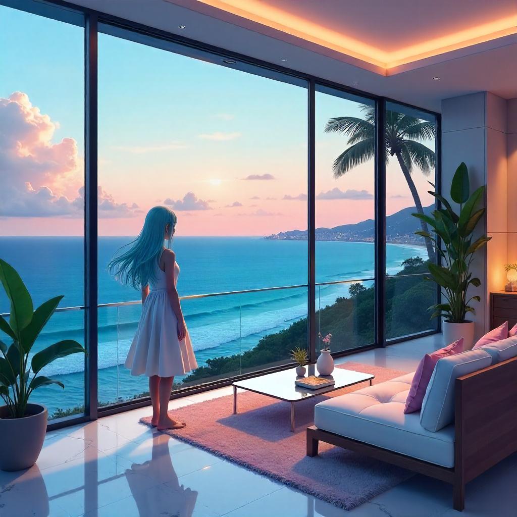 Ocean View Penthouse in Anime Style