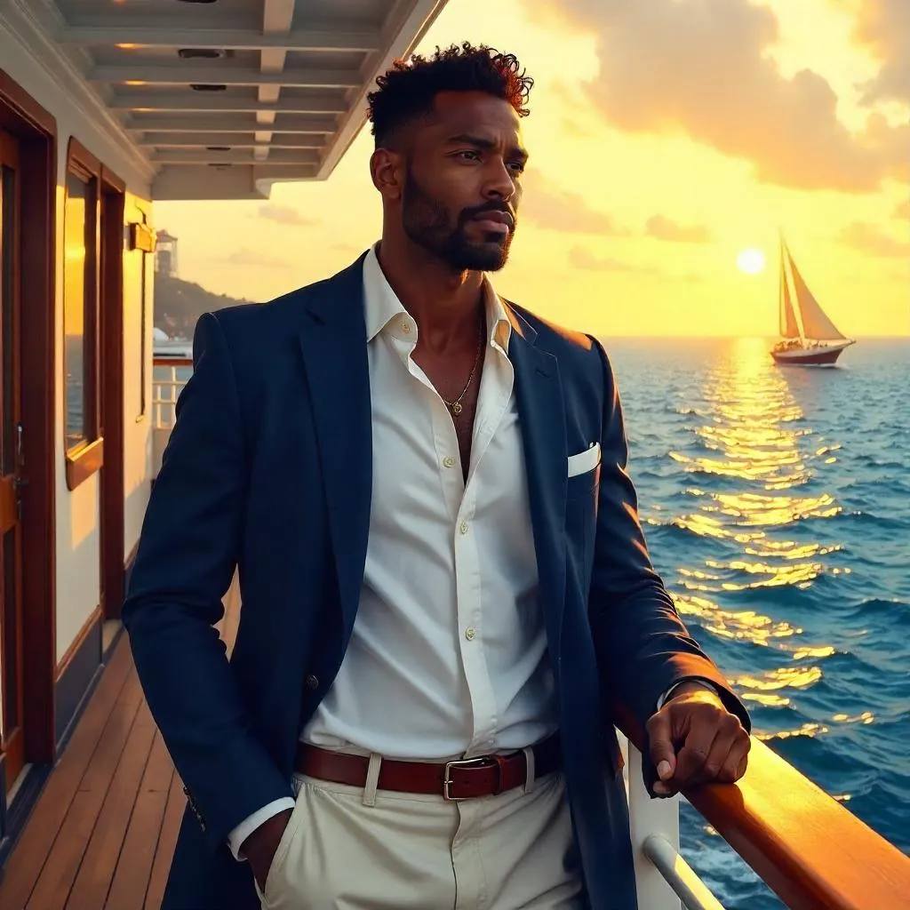 Handsome Black Man Portrait on a Cruise Ship