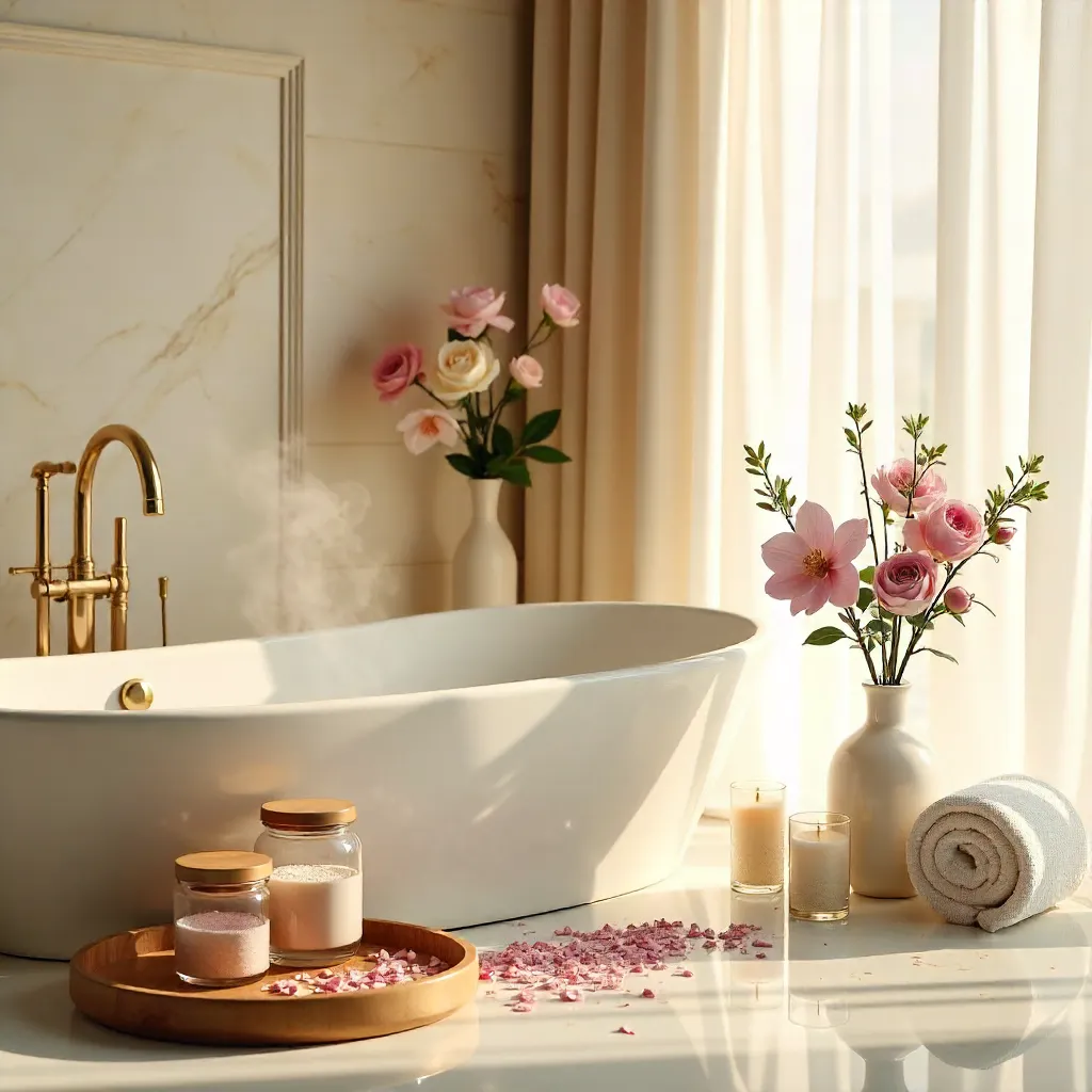 Elegant Spa Interior with Flowers and Bath Salts