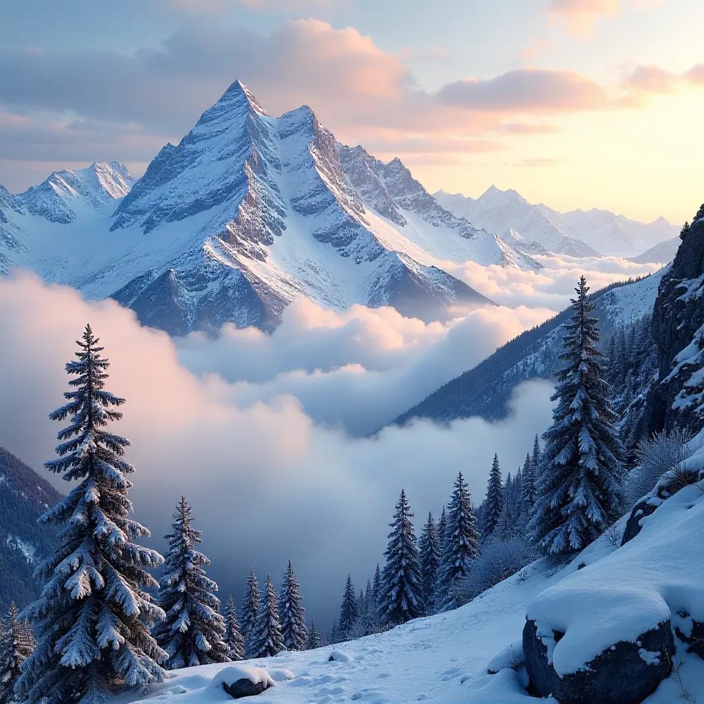 Mist-Wreathed Peaks at Dawn