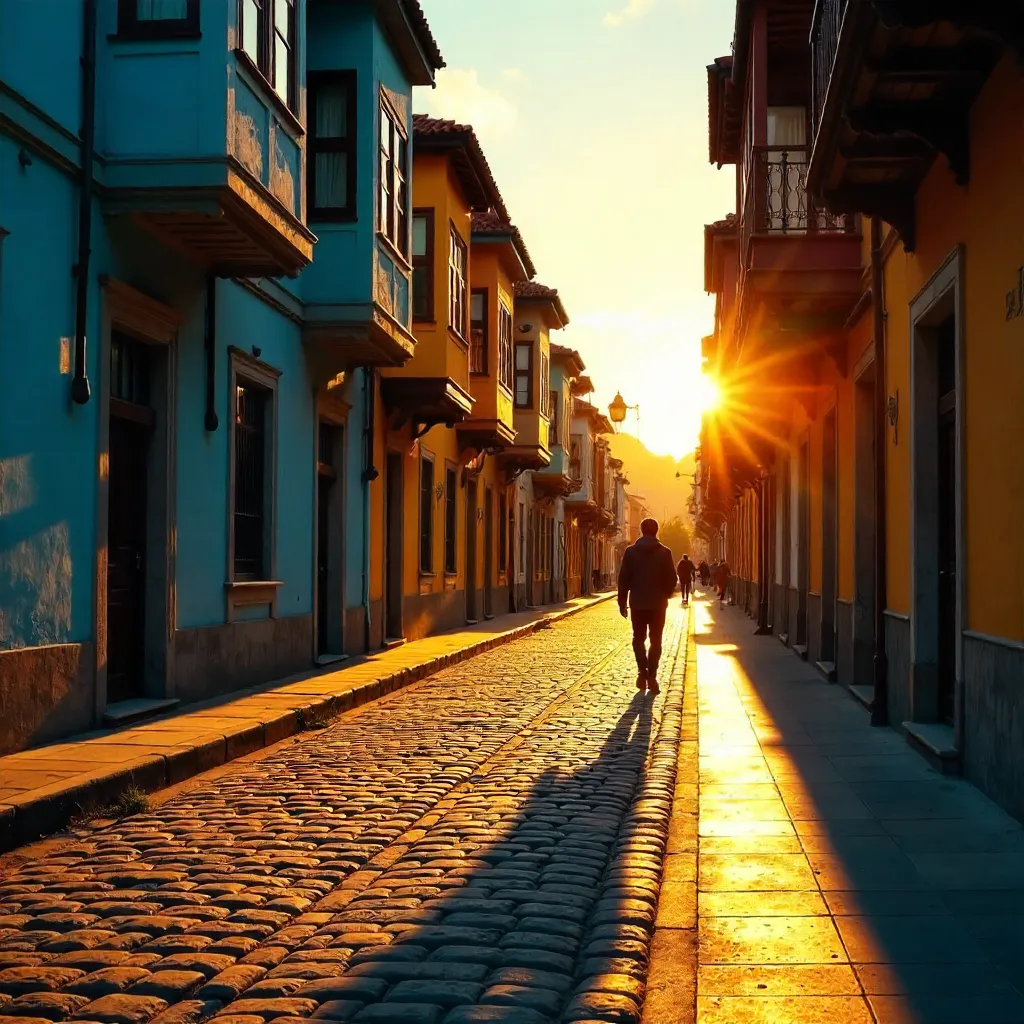 Silhouette in Eskişehir: Blue and Yellow Facades