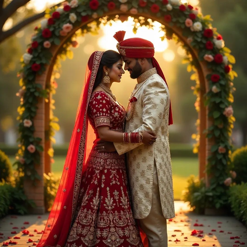 Golden Hour Indian Wedding Embrace