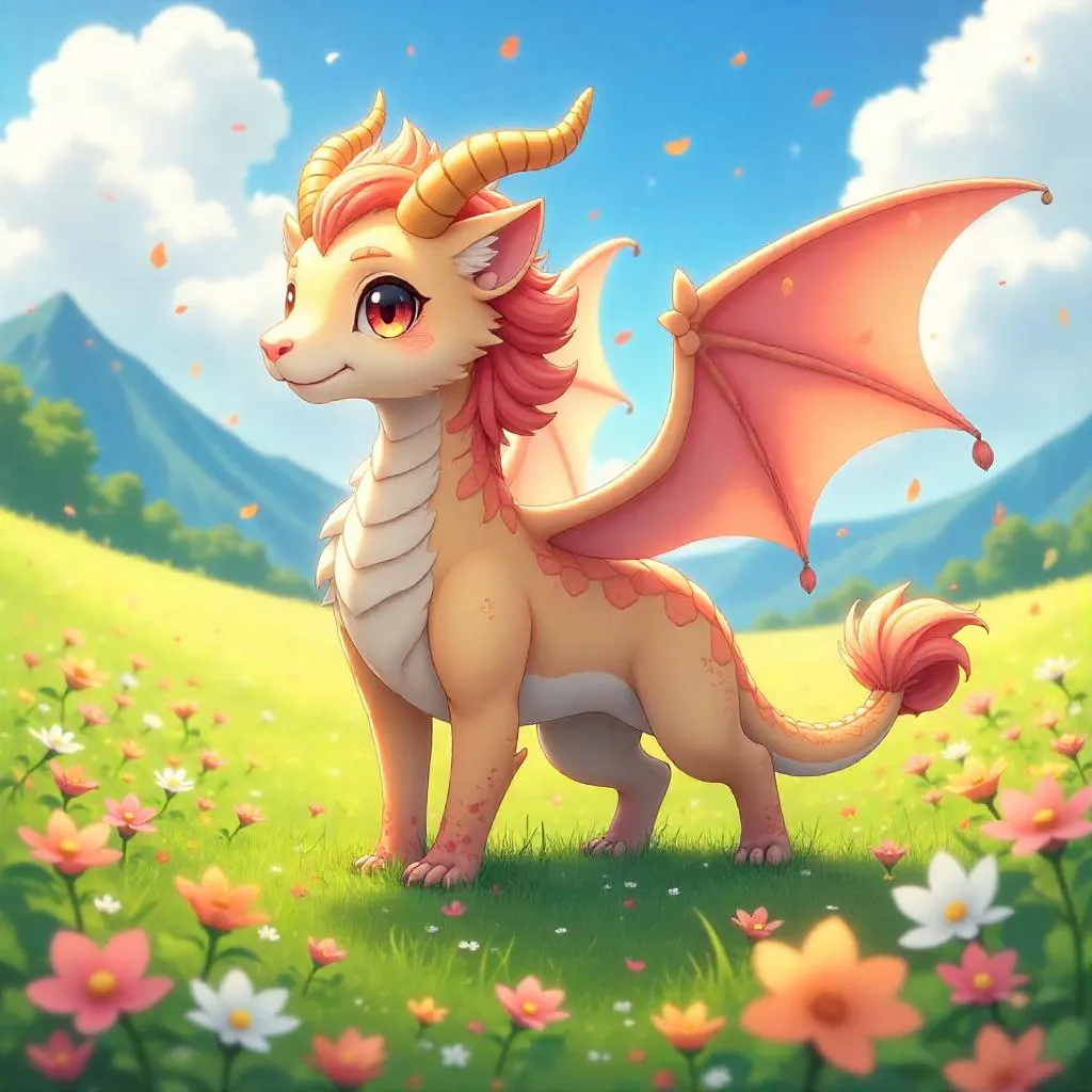 Anime Chimera in a Blooming Flower Field