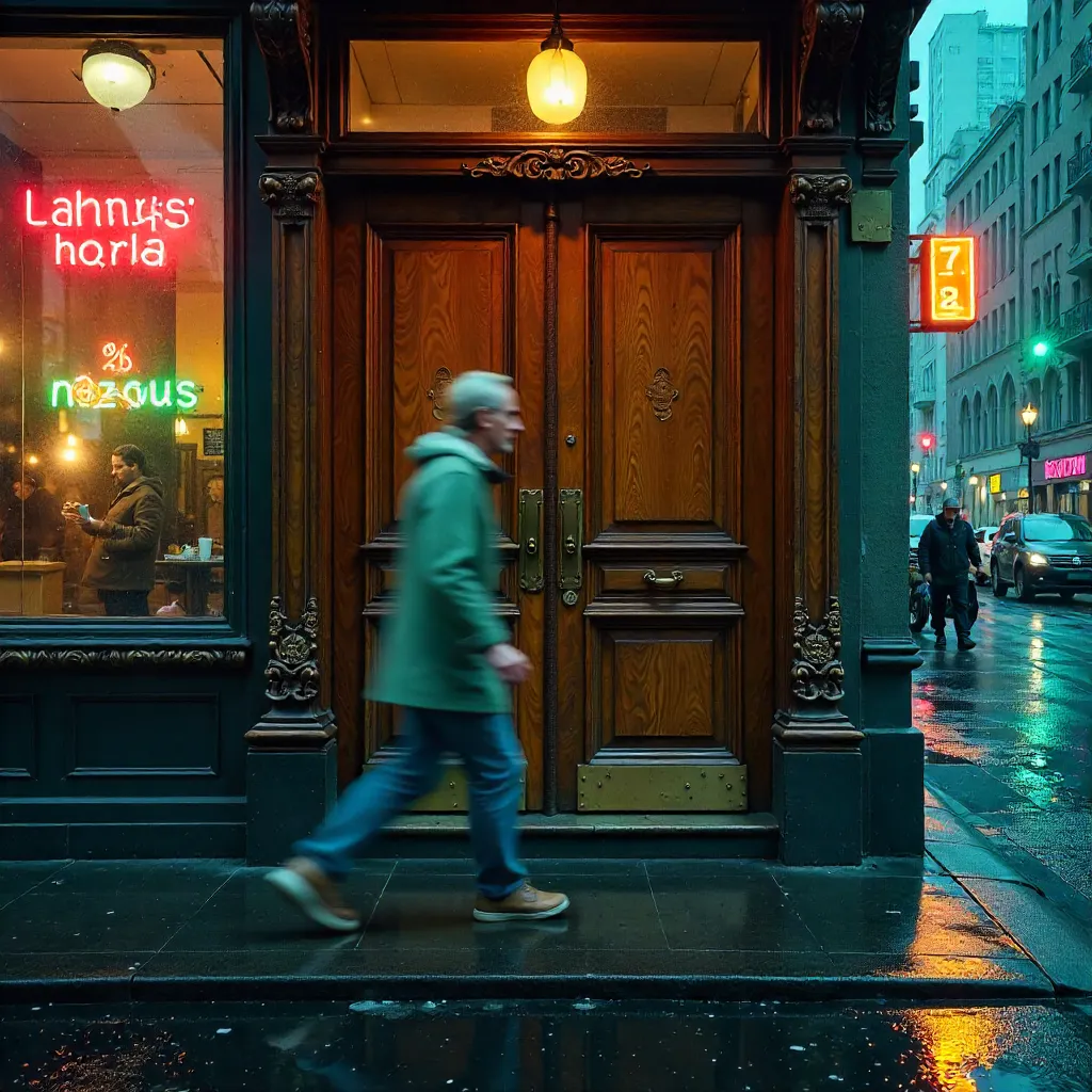 Motion Blur by a Vintage City Door