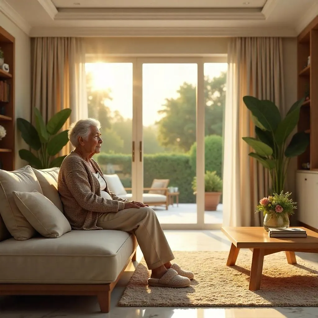 Golden Hour in a Luxury Villa: Elderly Portrait 3D