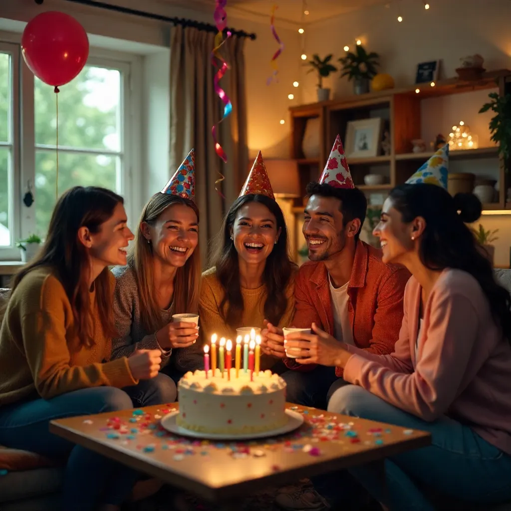 Joyful Indoor Birthday Celebration with Confetti