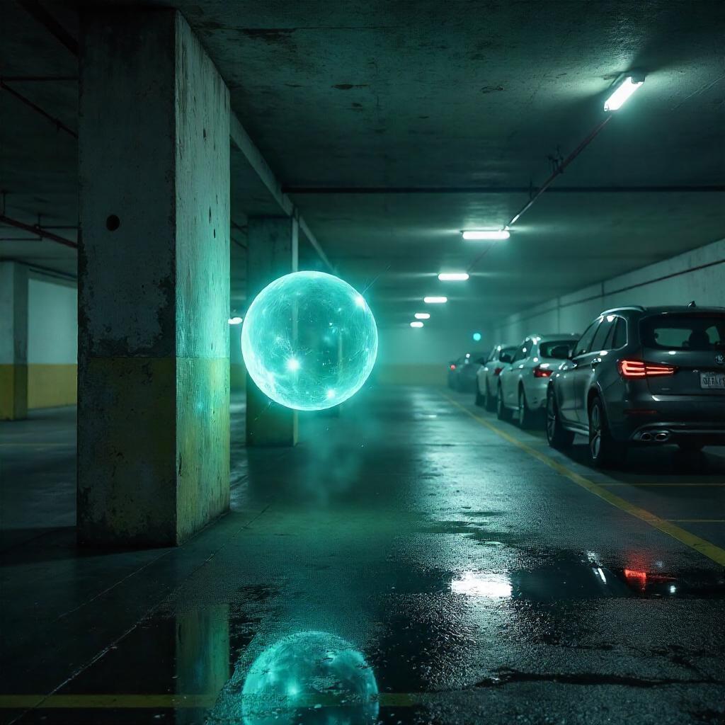 Photoreal Spirit Orb in a Dim Parking Garage