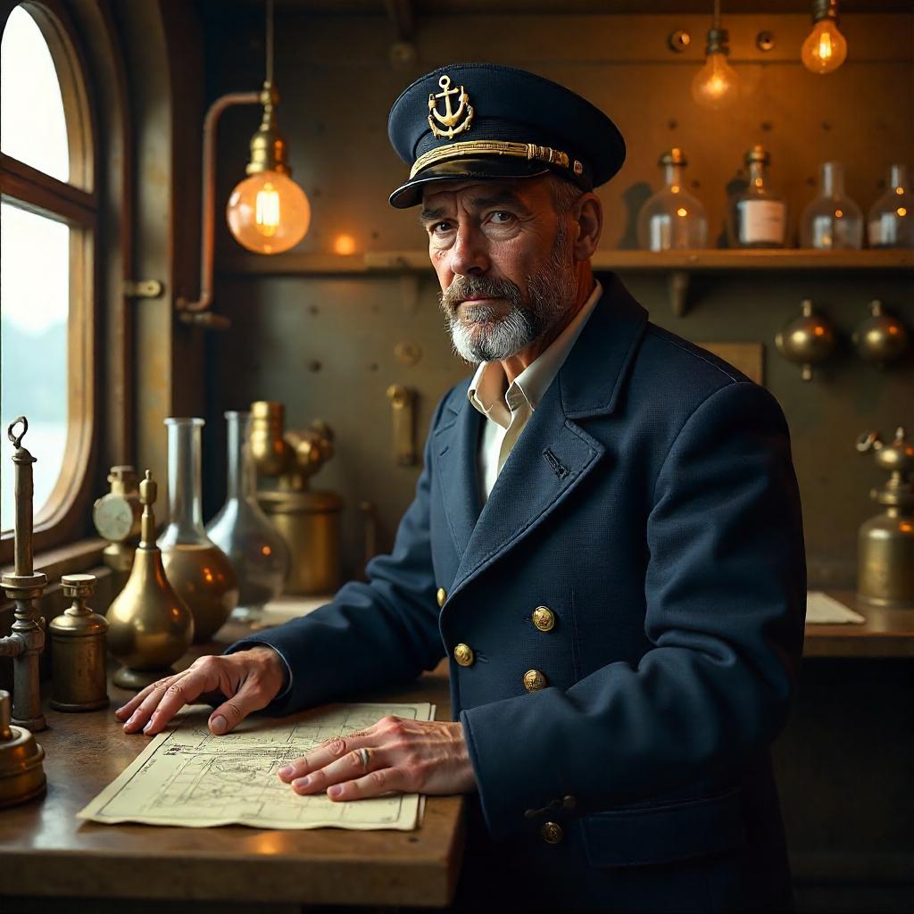 Brass Lab Sailor: 3D Steampunk Laboratory Portrait