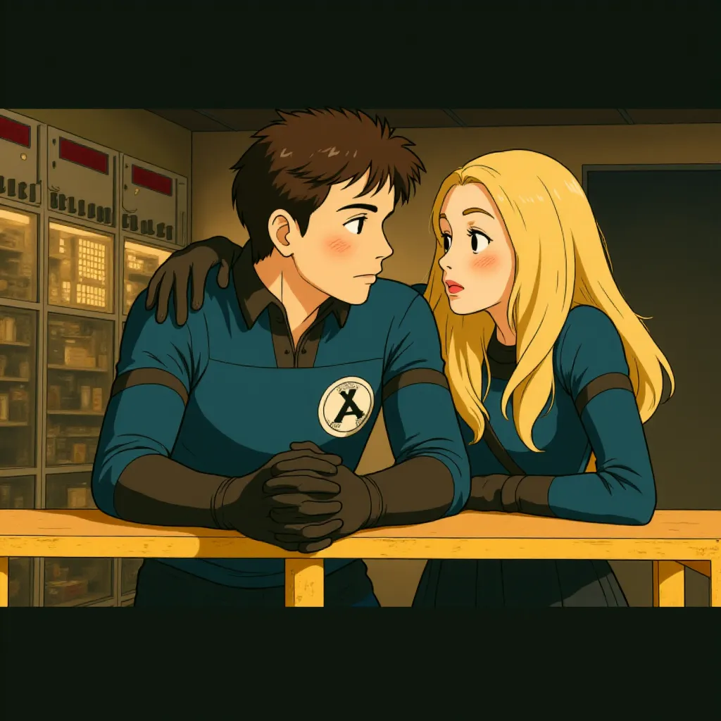 Jessica Alba and Ioan Gruffudd in Fantastic Four: Rise of the Silver Surfer (2007) - Anime style