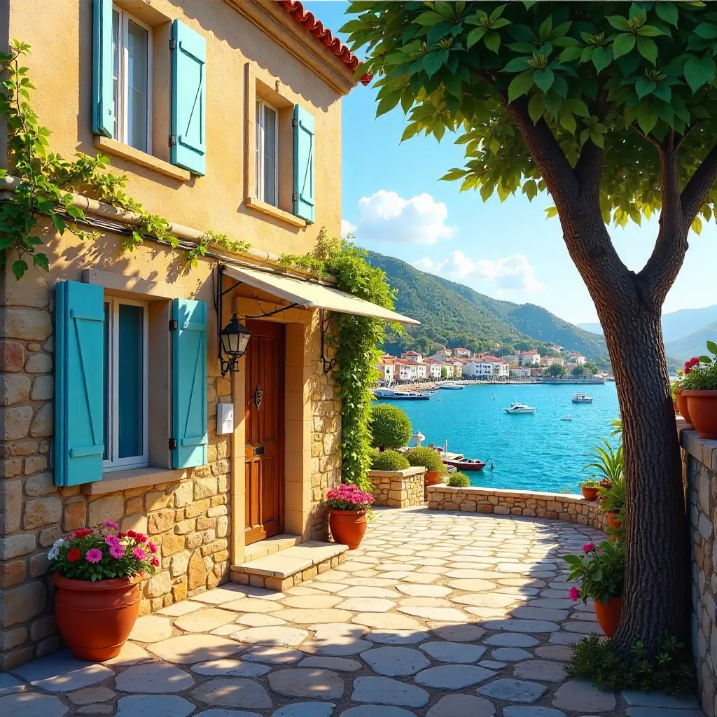 Sunlit Sığacık Stone House with Pastel Shutters