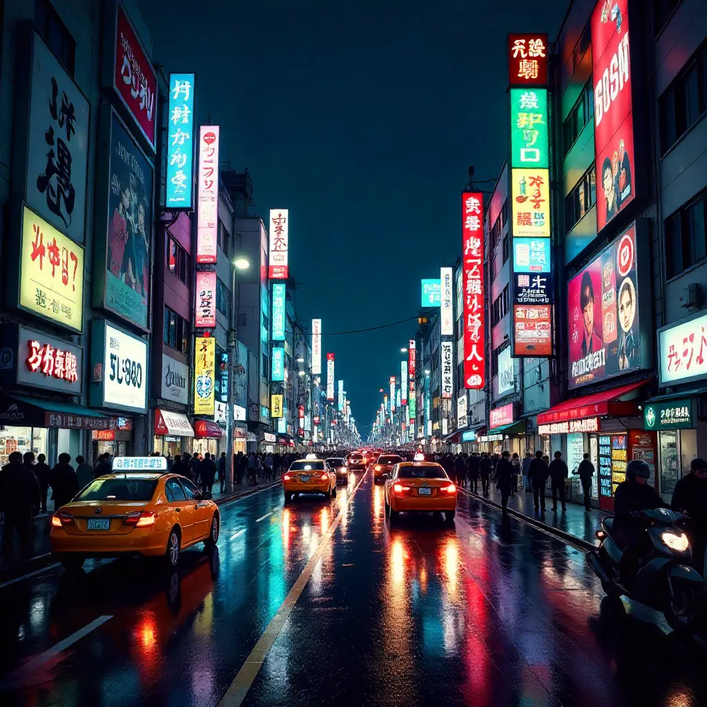 Neon-Buzzed Akihabara: Crowds, Billboards, and Traffic