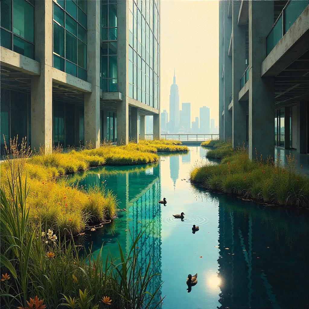 Marsh in a Skyscraper Atrium (Oil Painting)